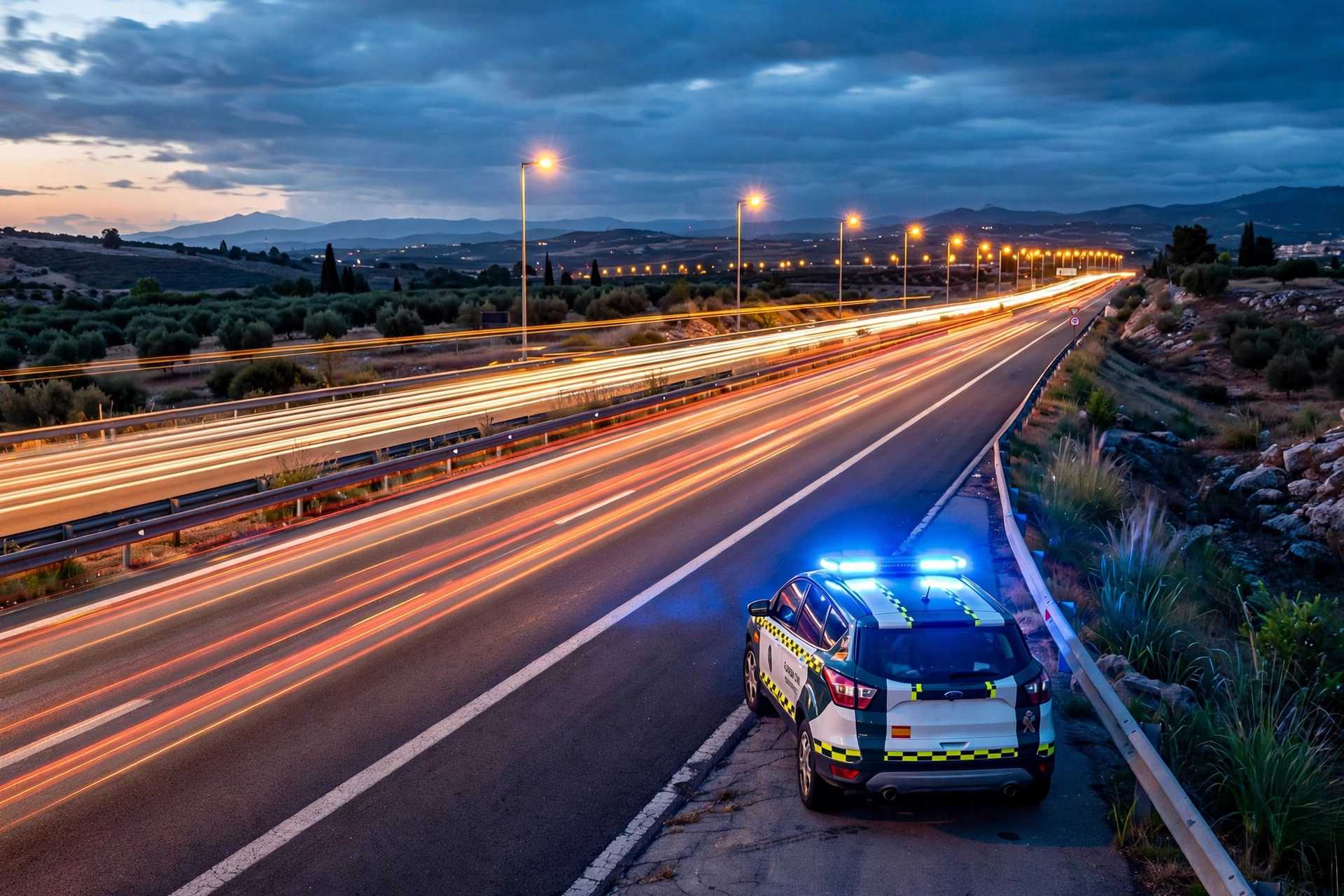 Coche patrulla de la Guardia Civil de Tráfico en una carretera española