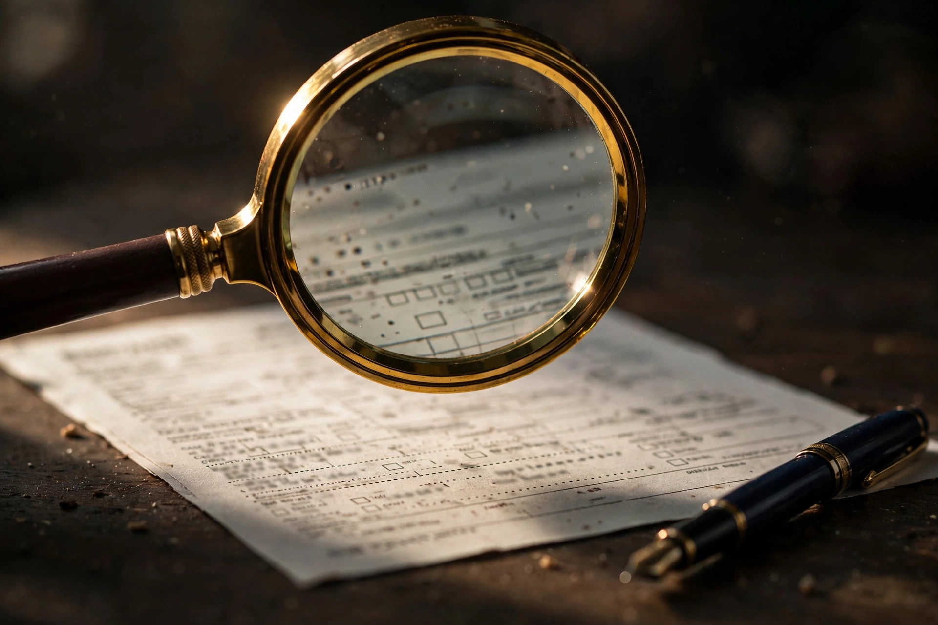 Lupa sobre una denuncia de tráfico revisando un posible defecto de forma